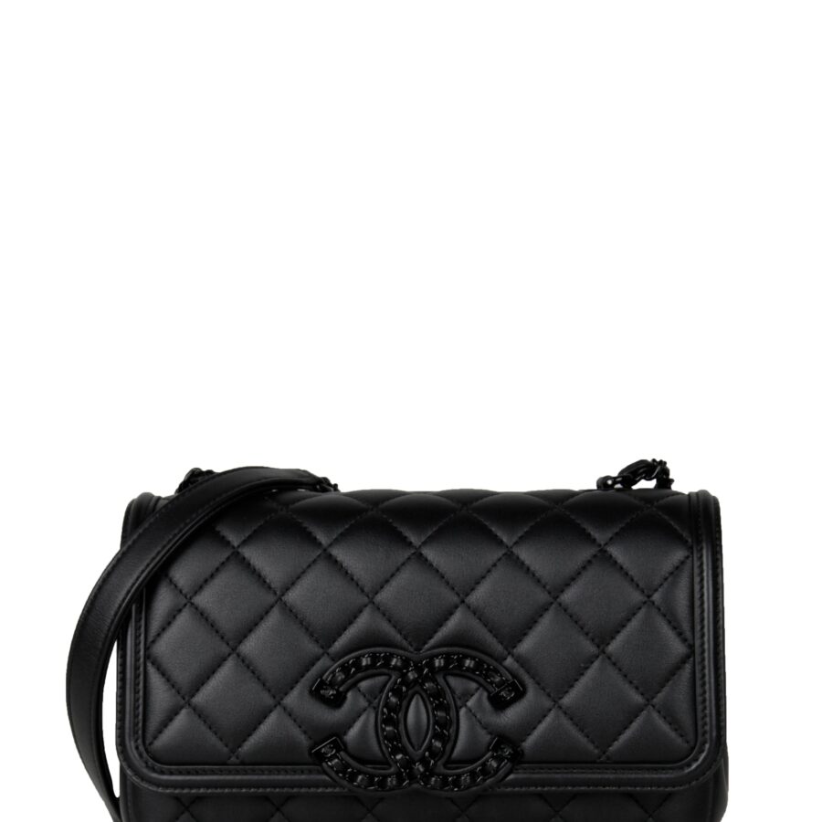 Chanel SO BLACK CC Small Filigree Flap Crossbody Bag | Studio Nafay