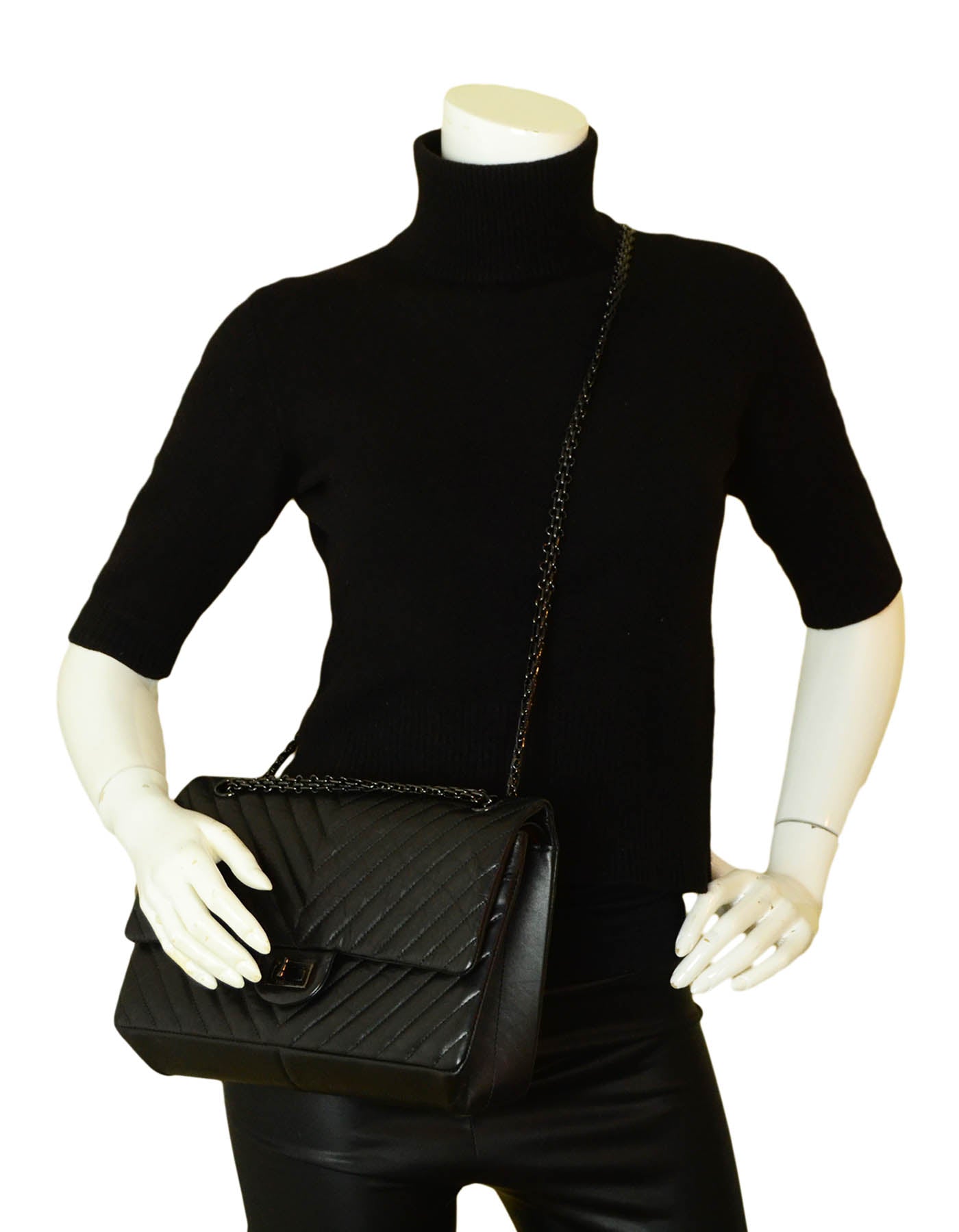 Chanel So Black Calfskin Quilted 2.55 Reissue 226 Flap Bag
