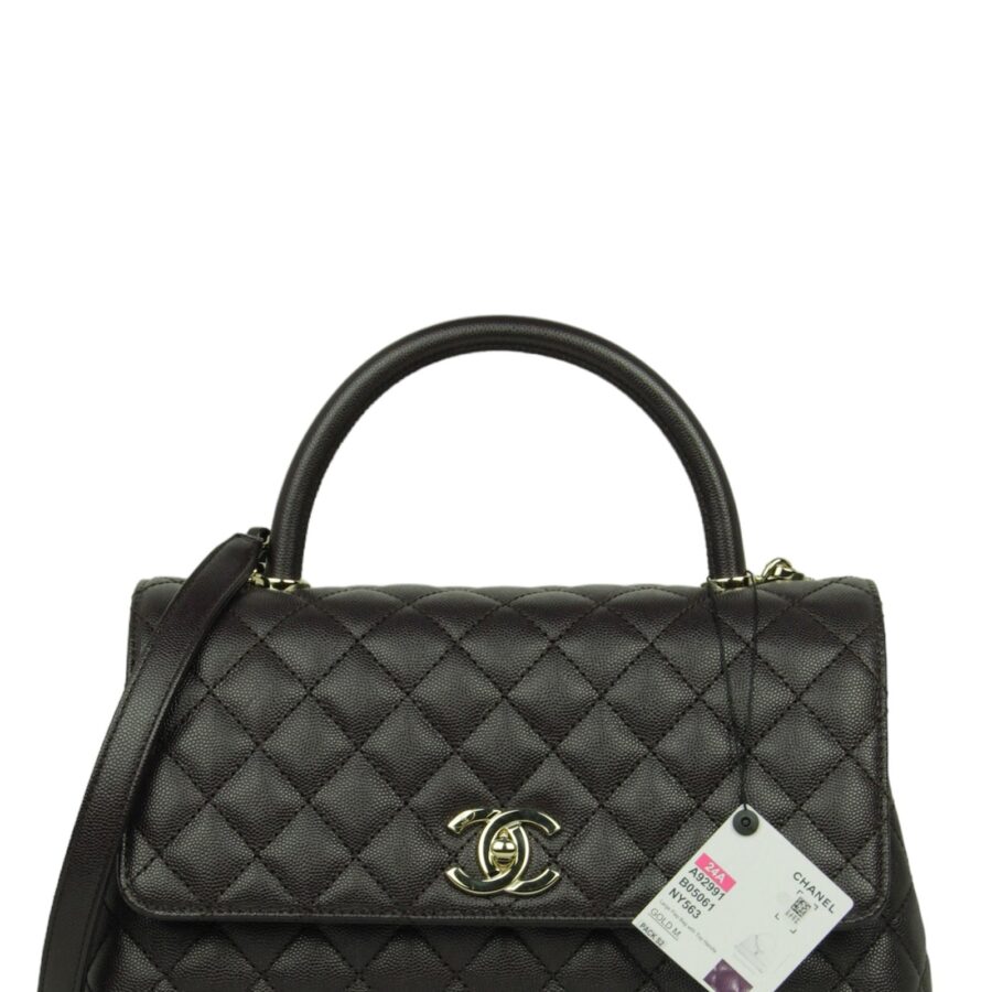 Chanel Brown Caviar Small Coco Handle Flap Bag | Studio Nafay