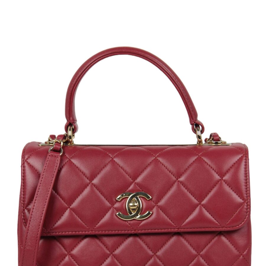 Chanel Burgundy Lambskin Quilted Trendy CC Dual Handle Flap Bag | Studio Nafay