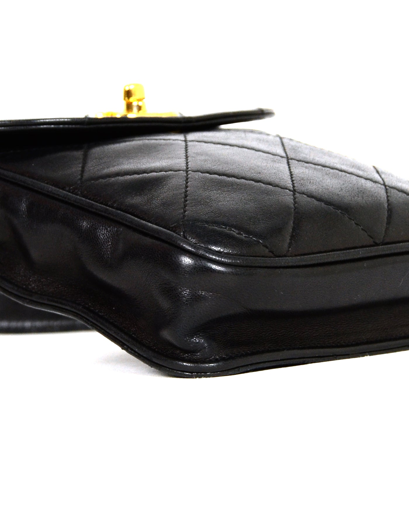 Chanel '90s Black Lambskin Quilted Belt Bag sz 75/30" - Product Image 4
