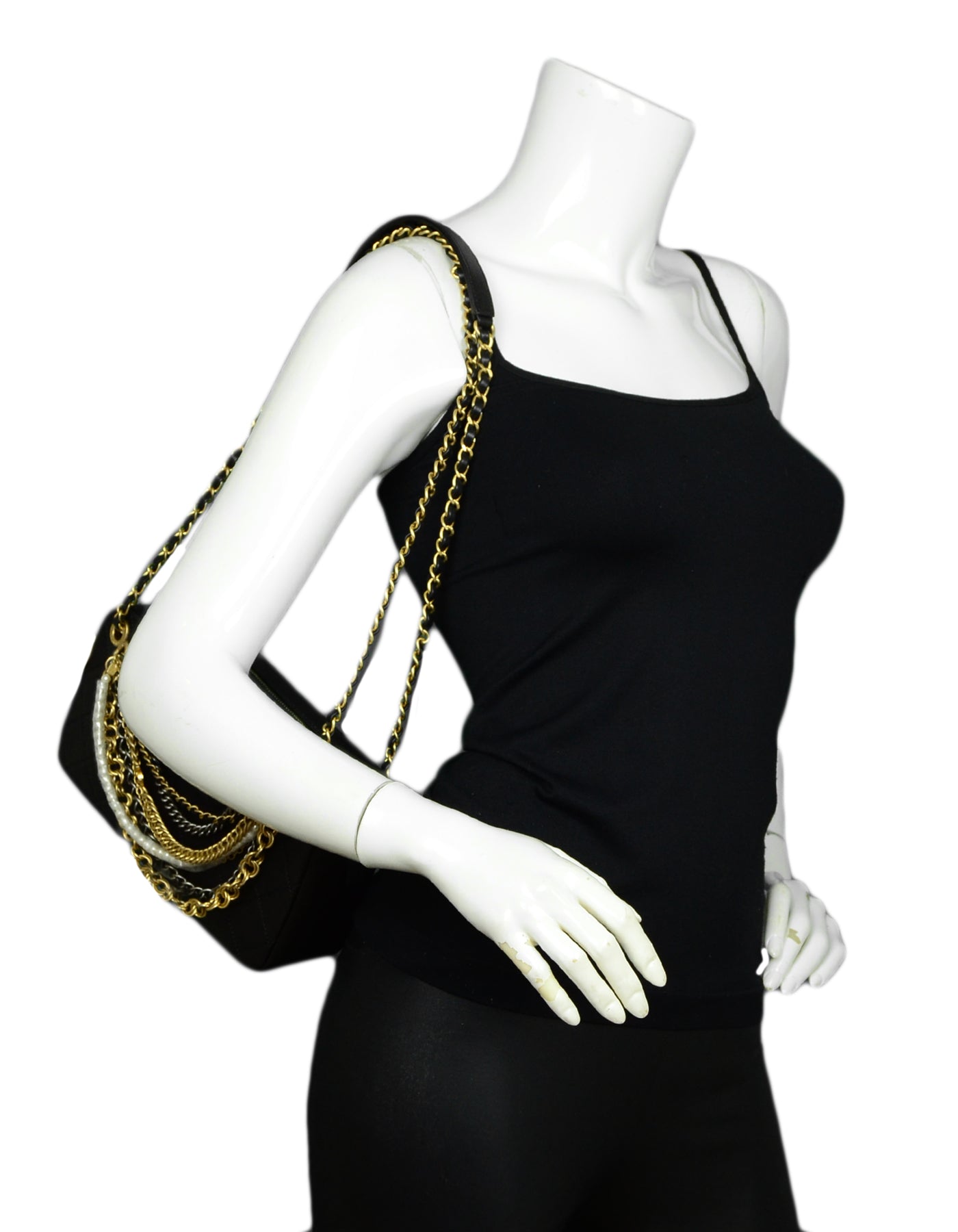 Chanel Black Leather Quilted All About Chains Camera Bag