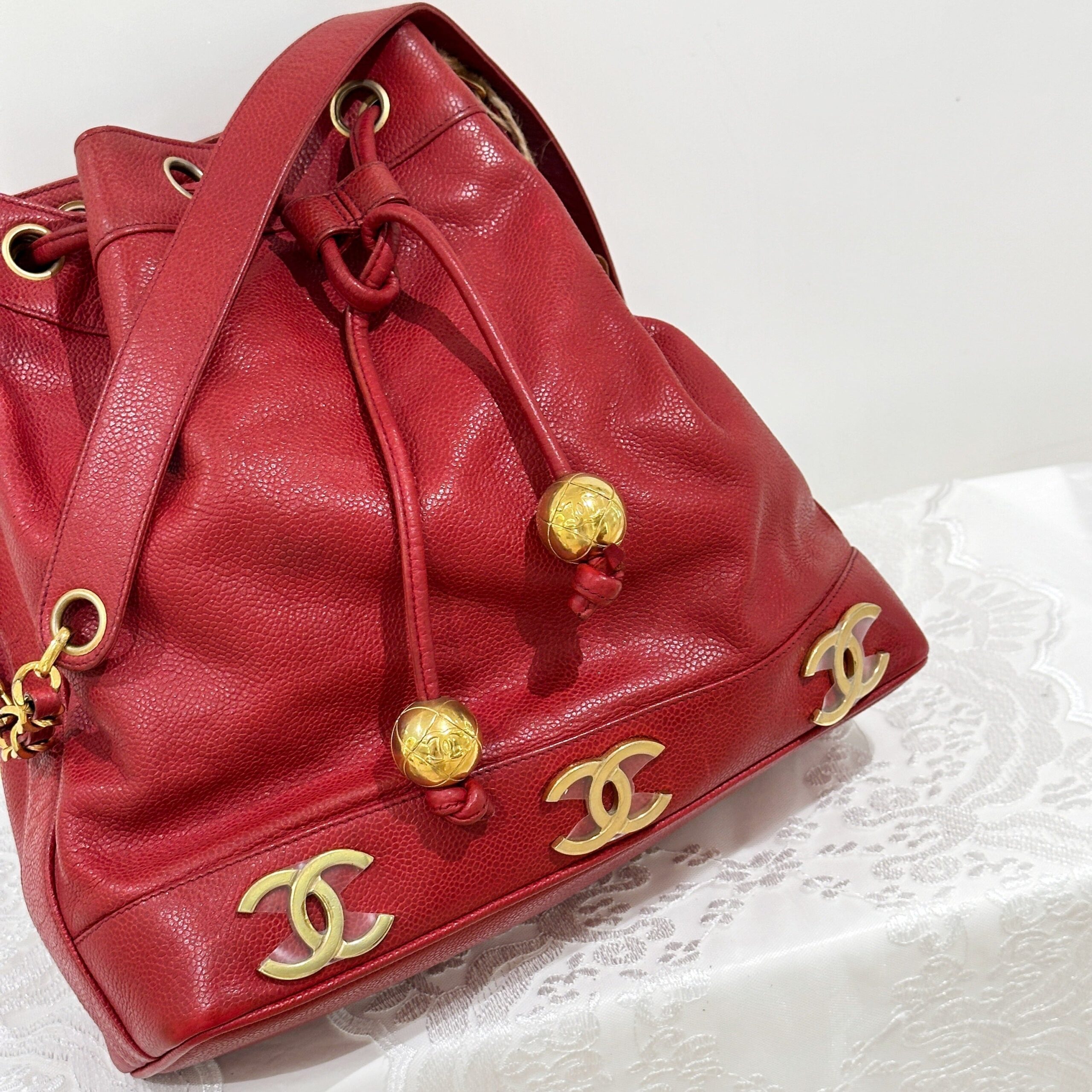 Chanel Leather Triple Bucket Handbag