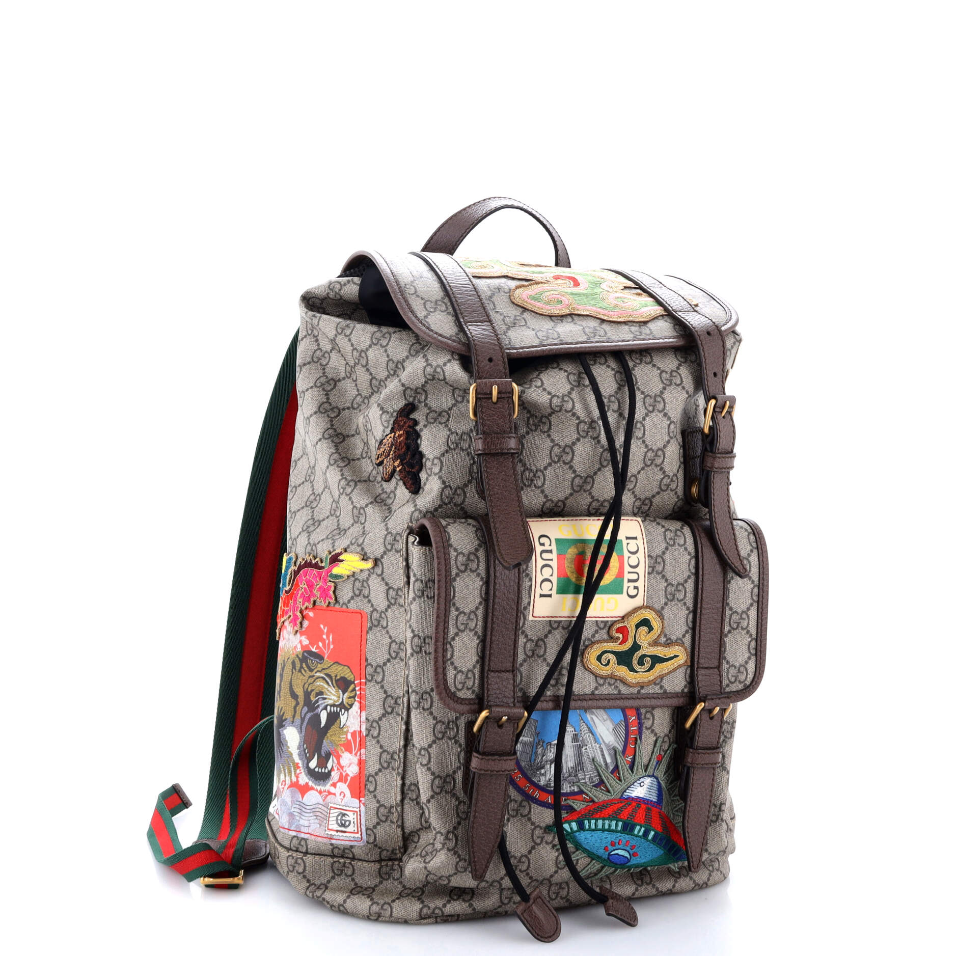 Courrier Soft Backpack GG Coated Canvas with Applique Large