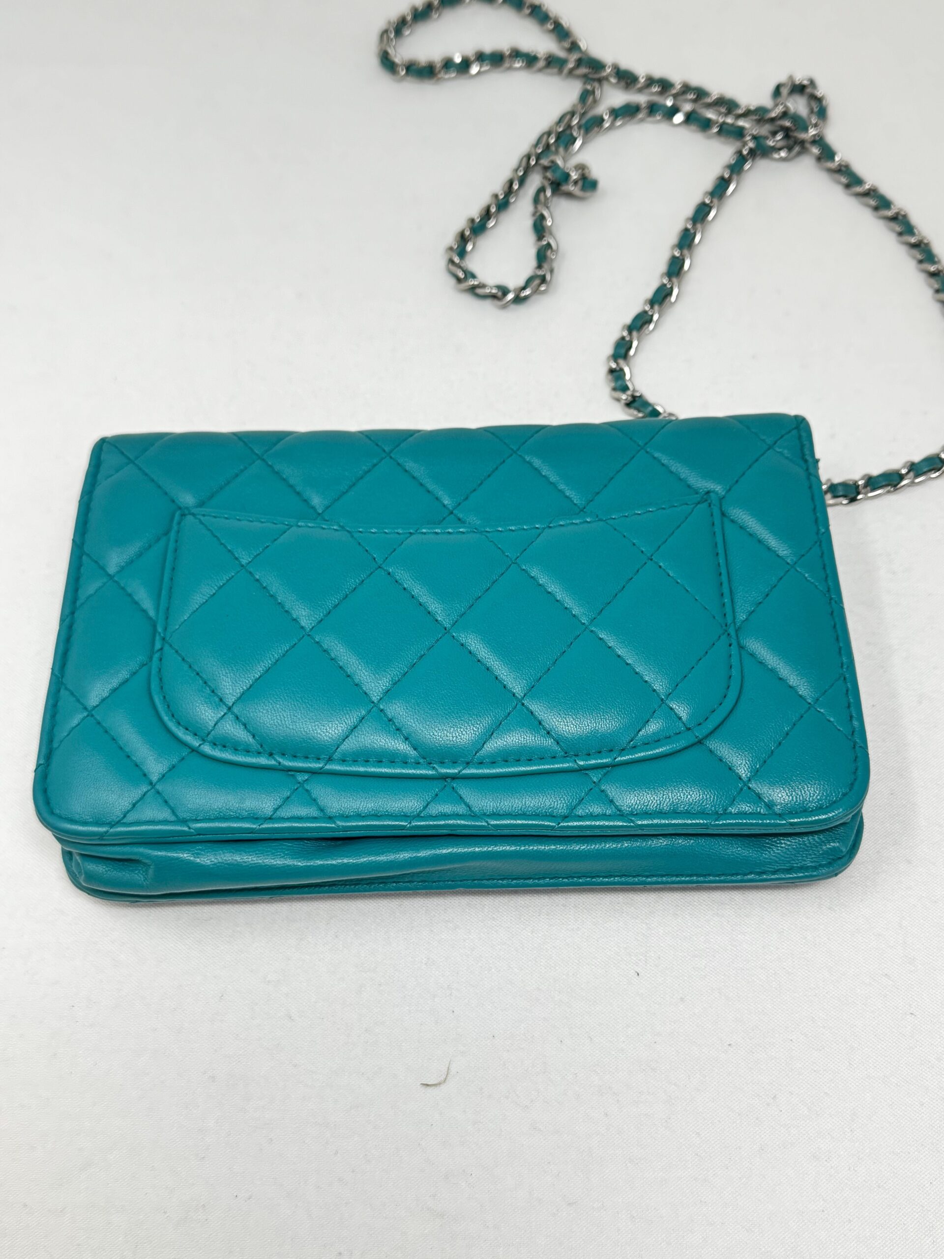 Chanel Turquoise Quilted Lambskin Leather Classic WOC Clutch Bag B