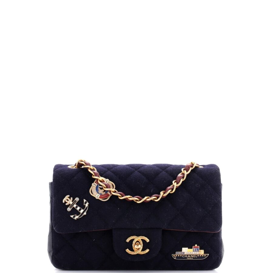 CHANEL Paris-Hamburg Charms Classic Single Flap Bag Quilted Wool and Lambskin Mini | Studio Nafay