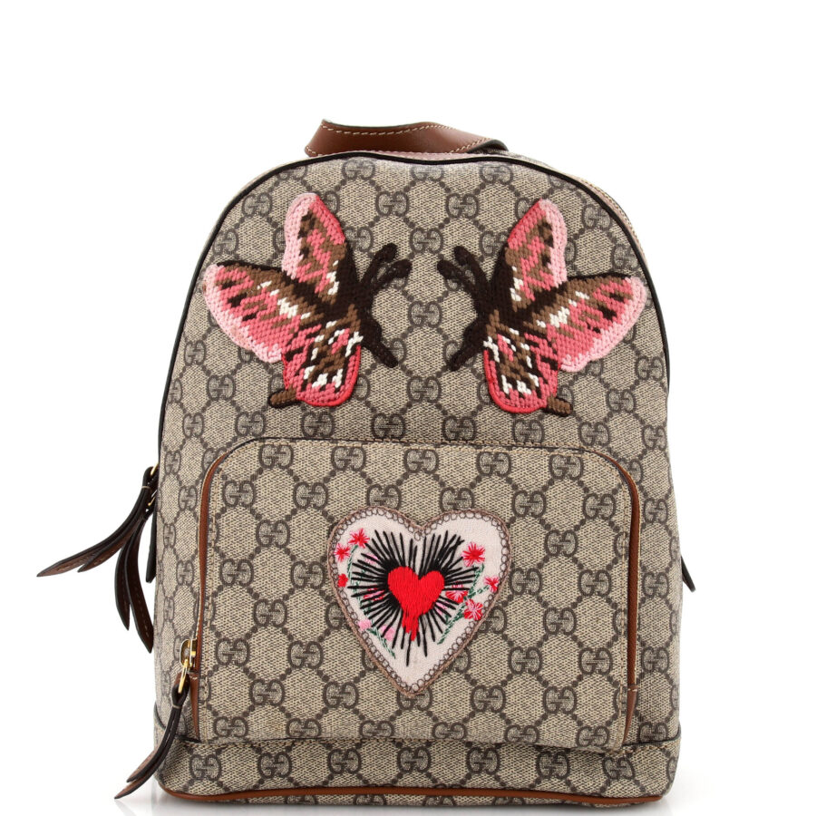 Zip Pocket Backpack Embroidered GG Coated Canvas Small | Studio Nafay