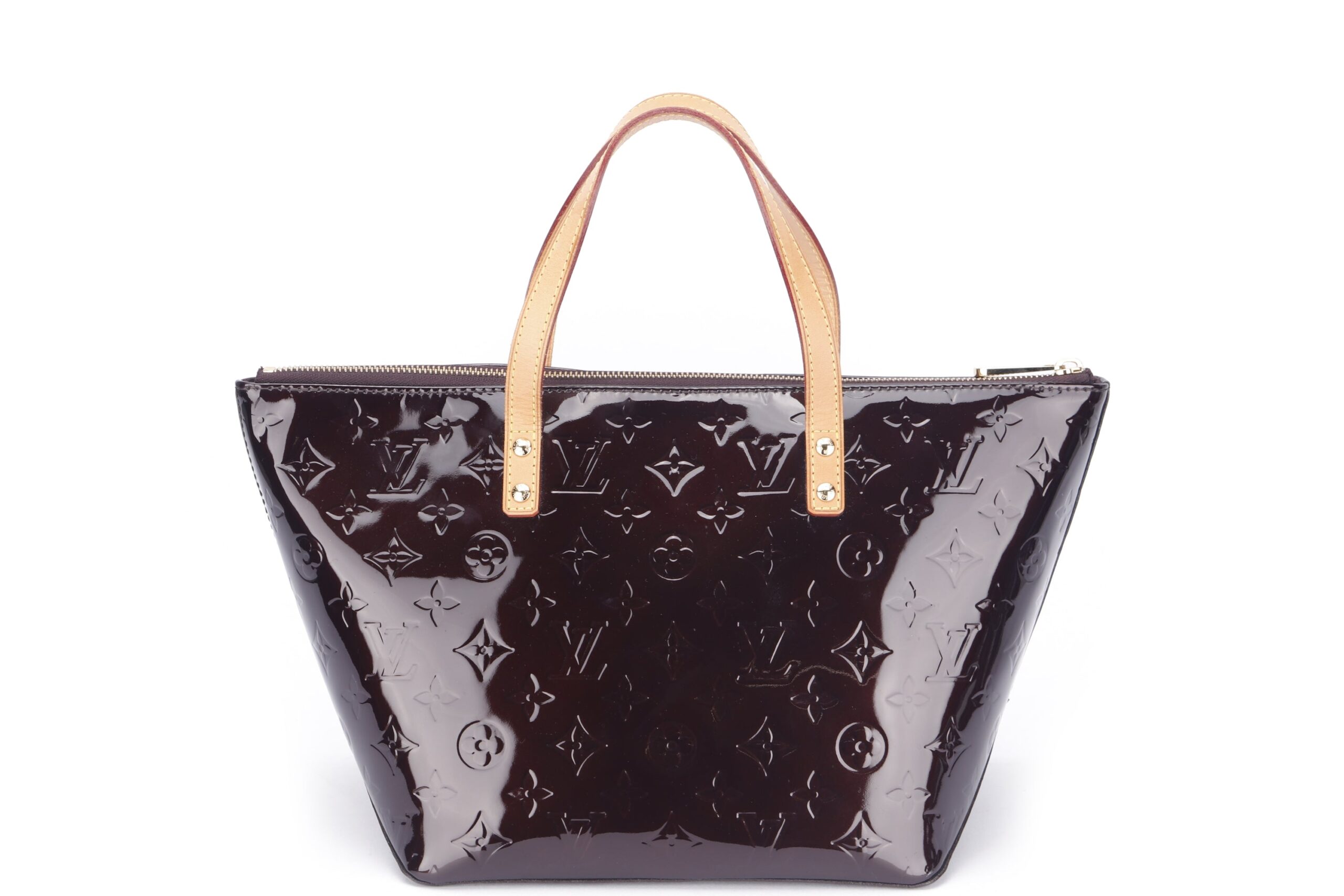 LOUIS VUITTON BELLEVUE TOTE BAG ( ), PM SIZE, AMARANTE MONOGRAM VERNIS, WITH DUST COVER
