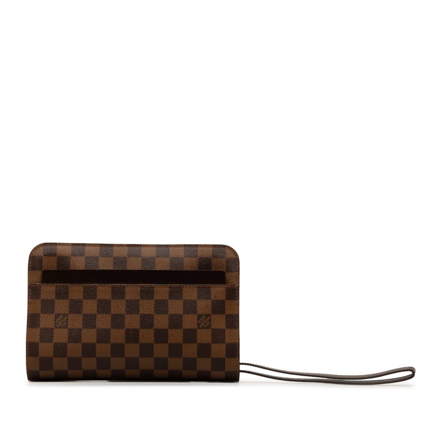 Brown Louis Vuitton Damier Ebene Pochette Saint Louis Clutch Bag | Studio Nafay