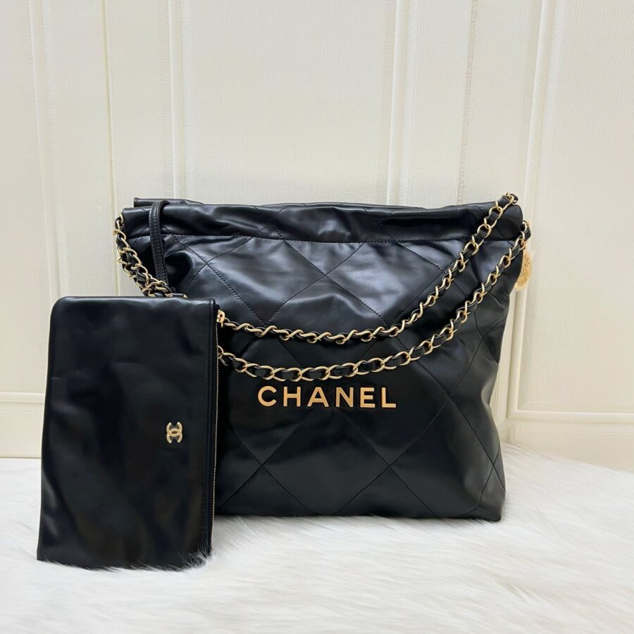 Chanel 22 Small Hobo Bag in Black Calfskin and AGHW | Studio Nafay