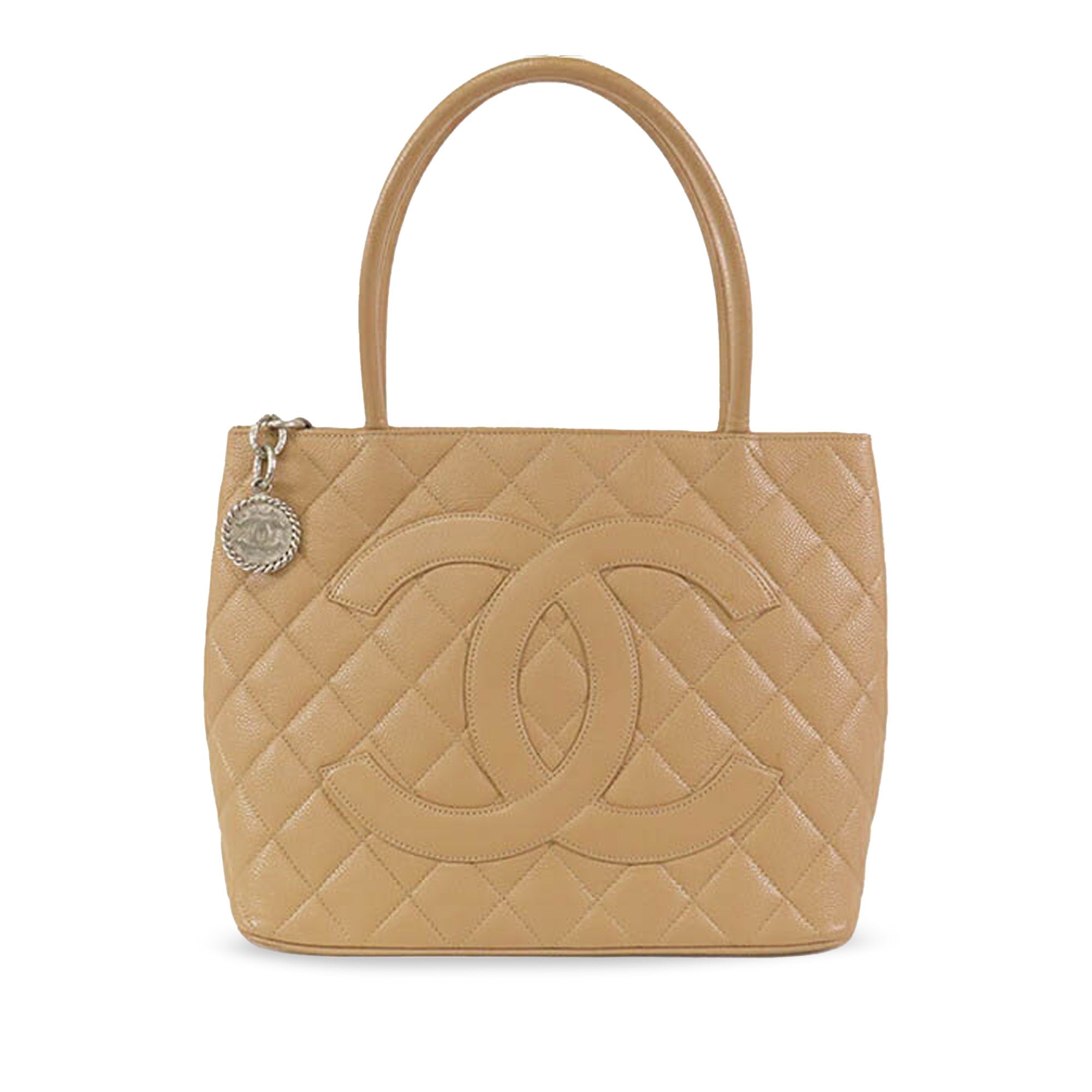 Tan Chanel Caviar Medallion Tote
