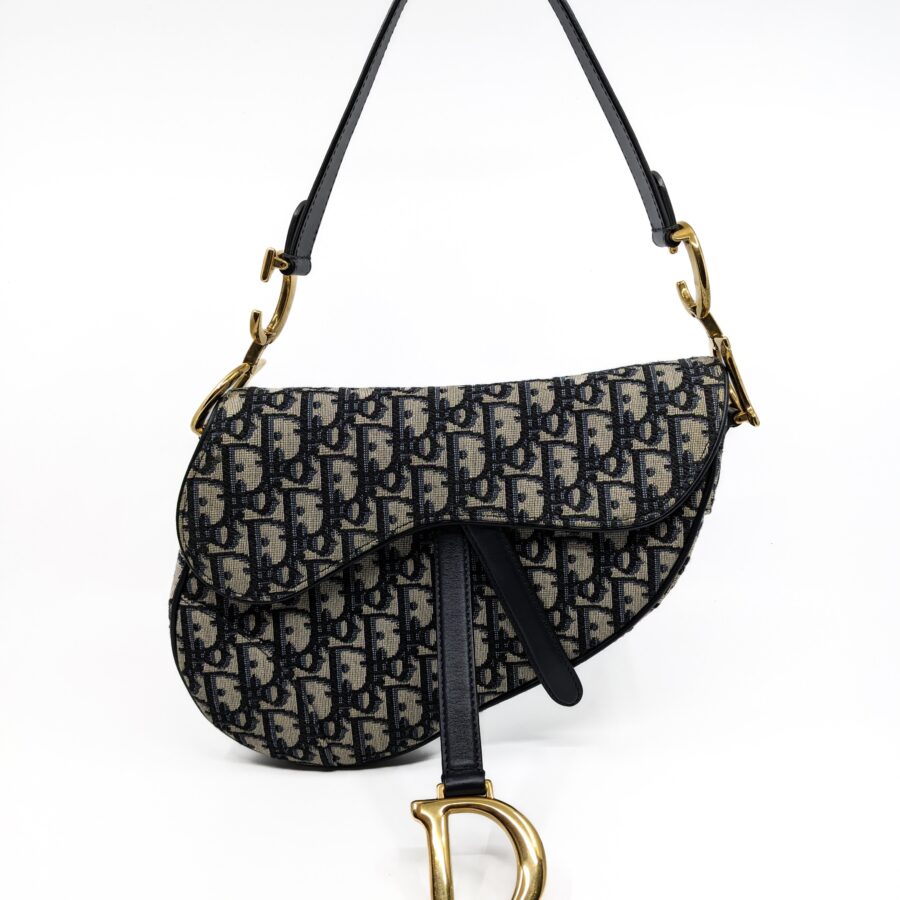 Dior Saddle in Blue Oblique Canvas Medium Size | Studio Nafay
