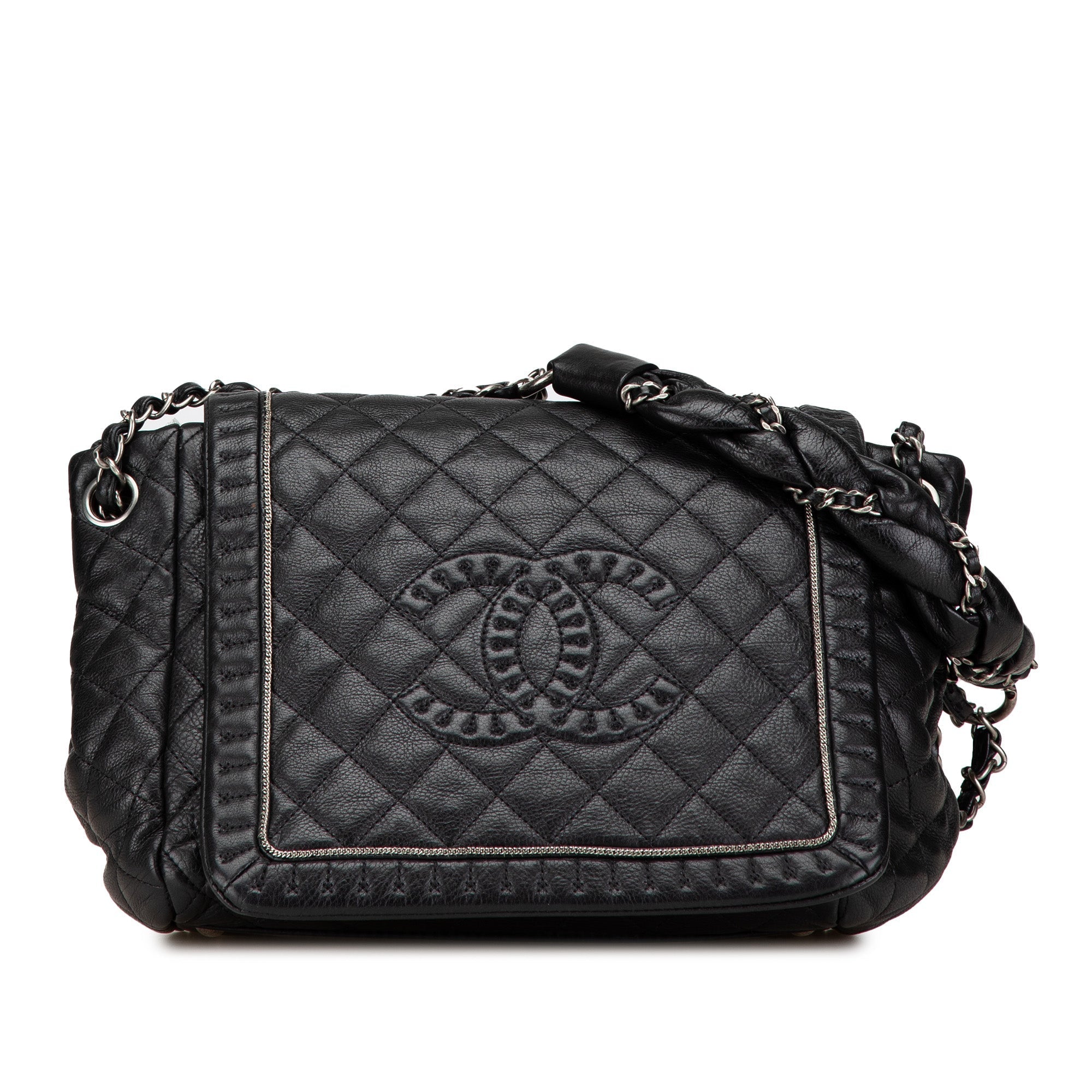Black Chanel Small Quilted Calfskin Istanbul Accordion Flap Shoulder Bag