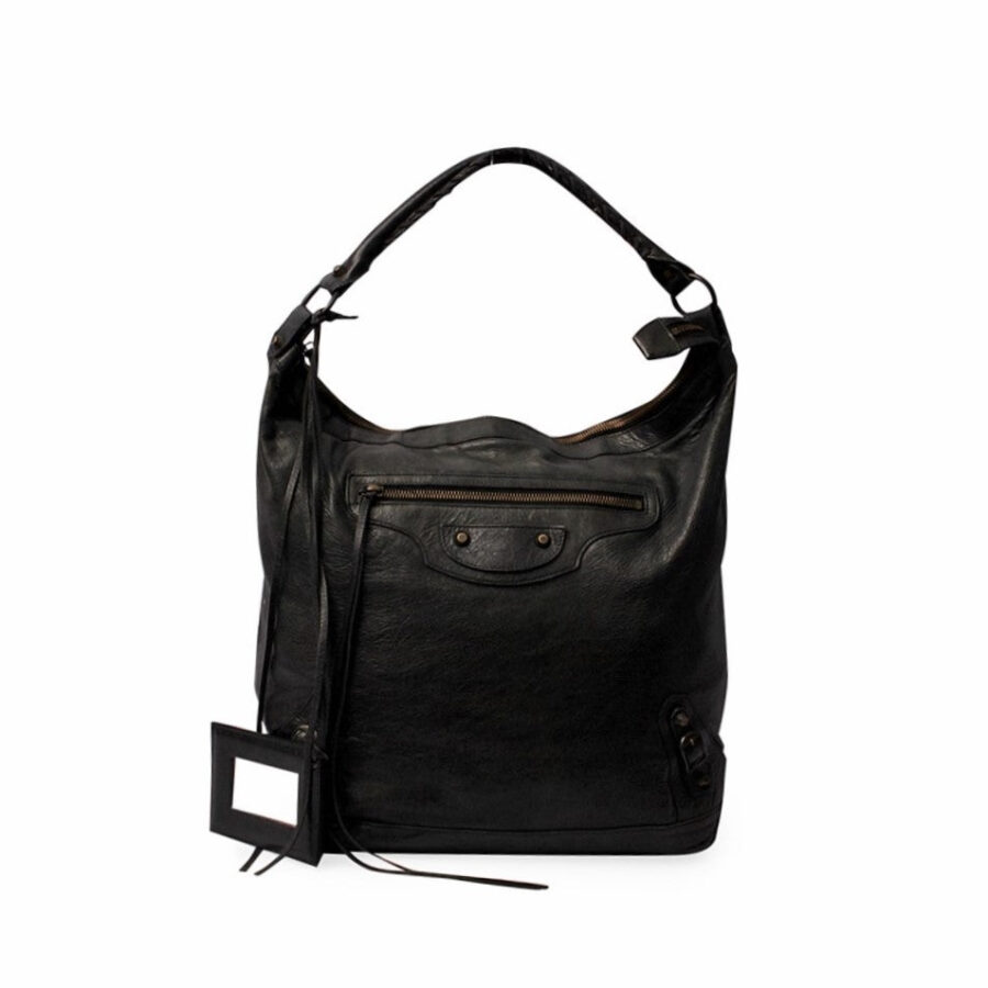 BALENCIAGA Leather Motor City Bag Black | Studio Nafay