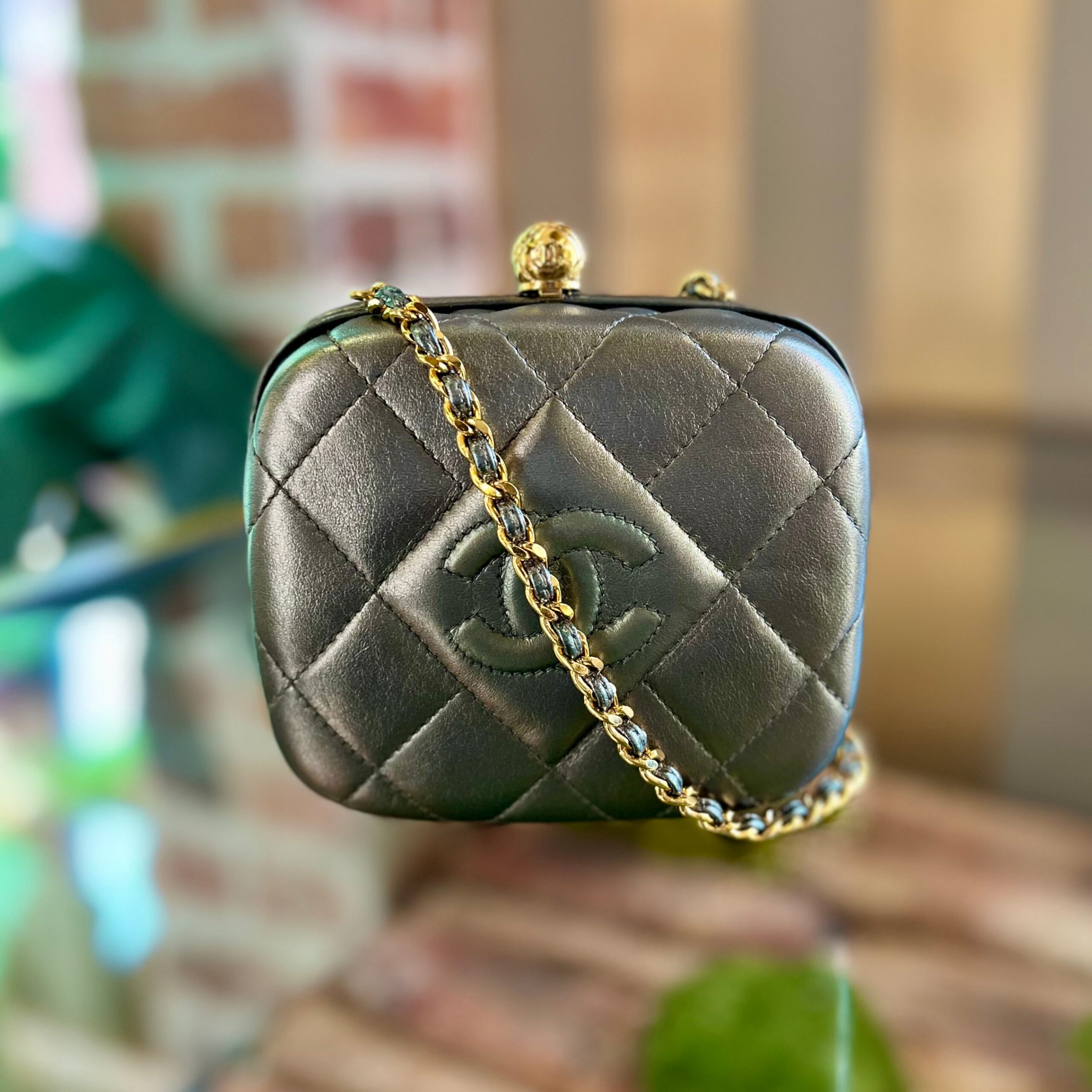 CHANEL Metallic Gray Lambskin Timeless Clutch and Shoulder Bag