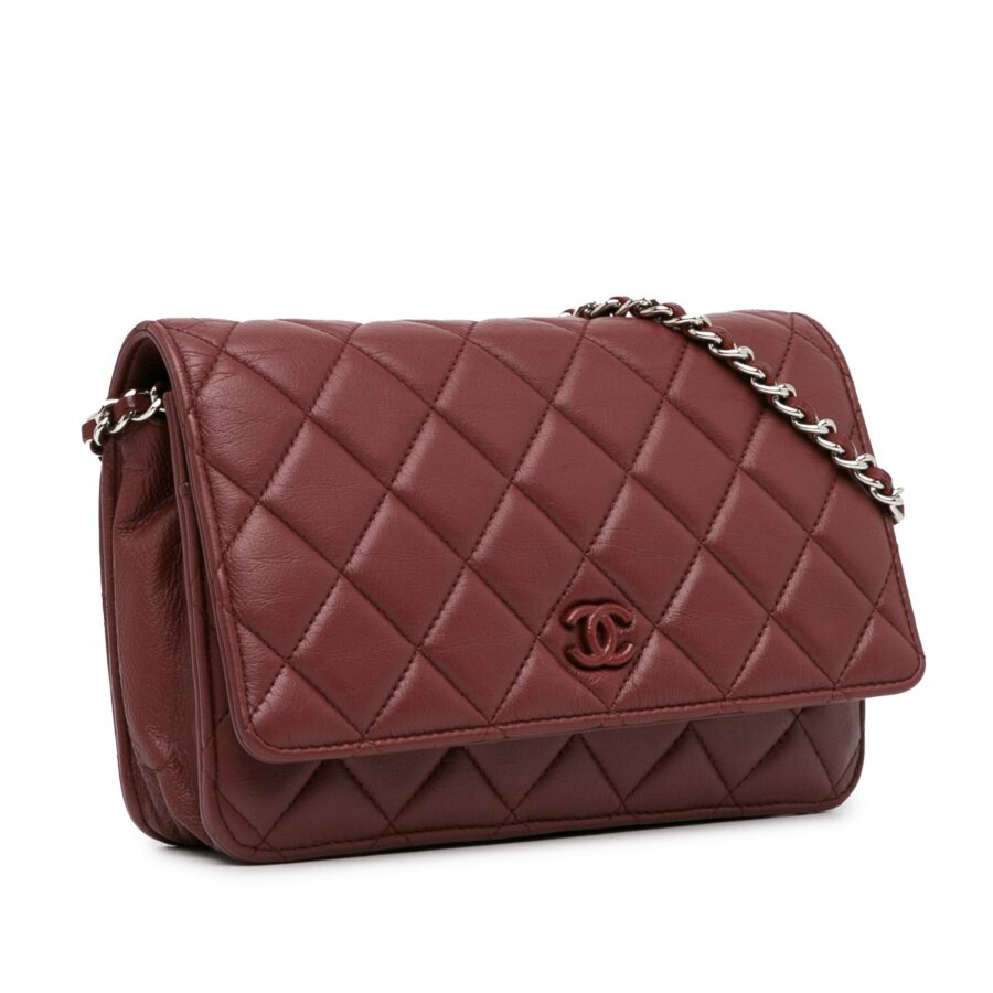 Red Chanel Classic Lambskin Wallet on Chain Crossbody Bag | Studio Nafay