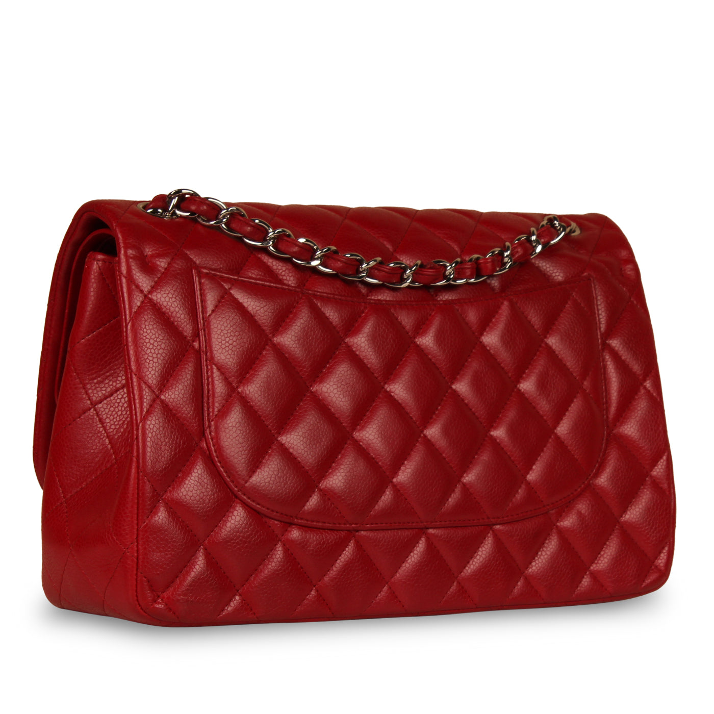 Classic Red Caviar Flap Bag – Jumbo
