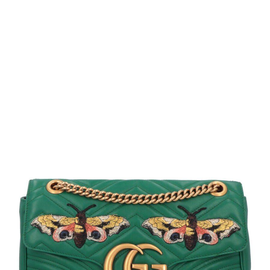 GUCCI Butterfly Marmont Bag Leather Green | Studio Nafay