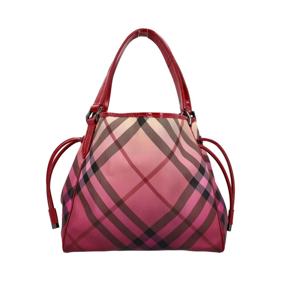BURBERRY Patent/Canvas Nova Check Shoulder Bag Raspberry | Studio Nafay