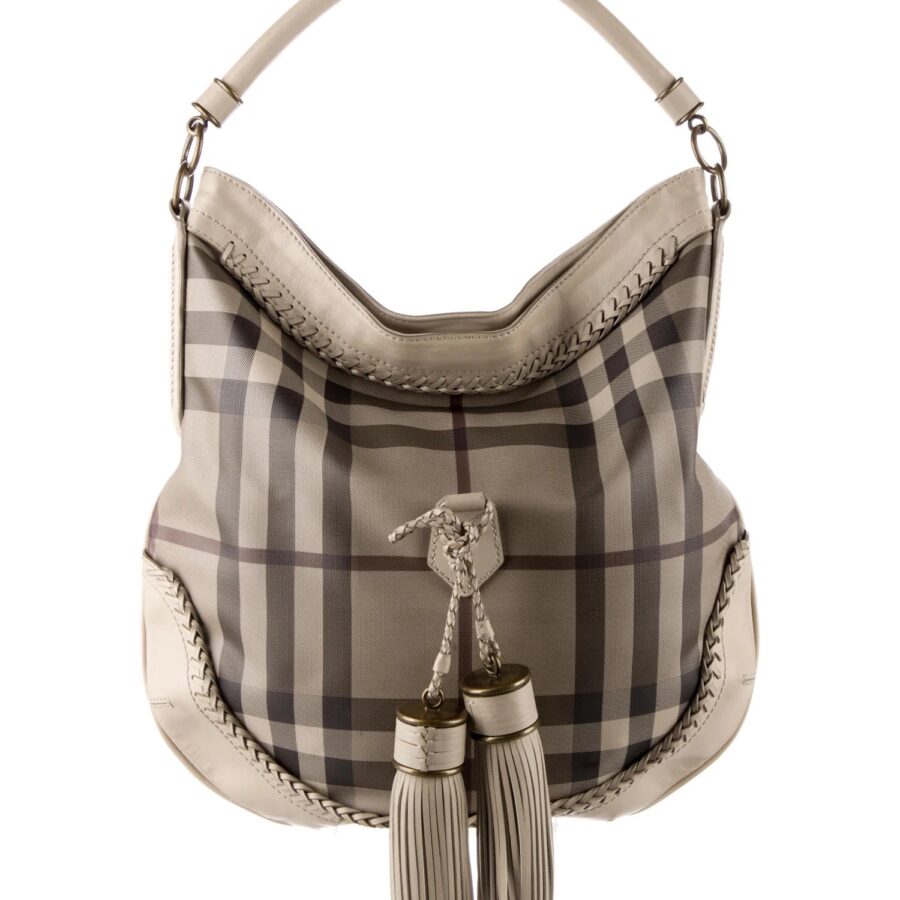 BURBERRY SMOKED CHECK PARADE HOBO BAG | Studio Nafay