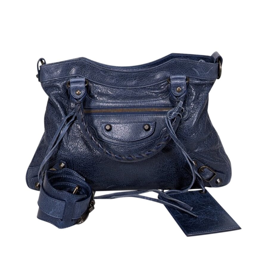 Balenciaga - Navy Leather City Crossbody Bag | Studio Nafay