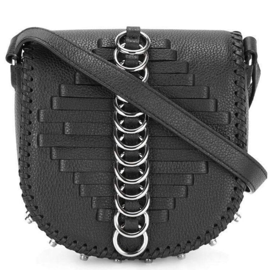 Black Leather Lia Sling Crossbody Bag | Studio Nafay