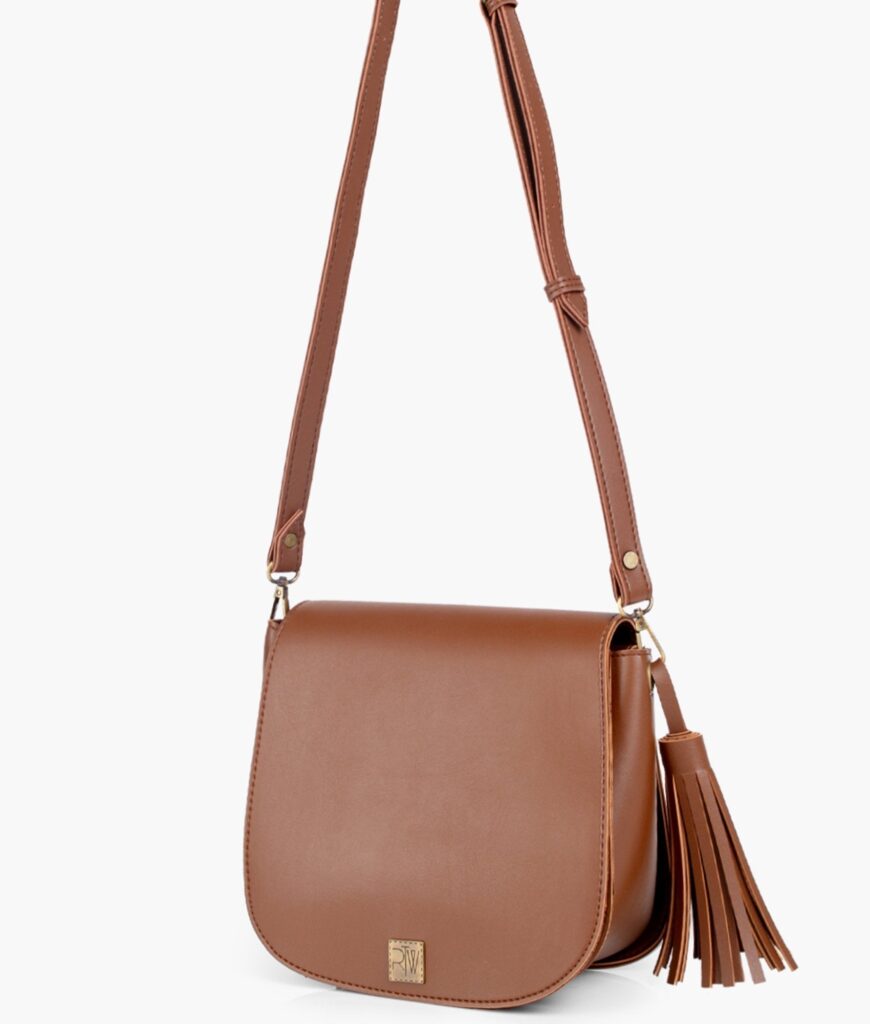 Brown foldover saddle bag | Studio Nafay