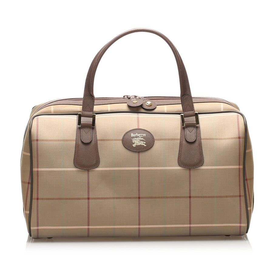 Burberry Plaid Canvas Boston Bag | Studio Nafay