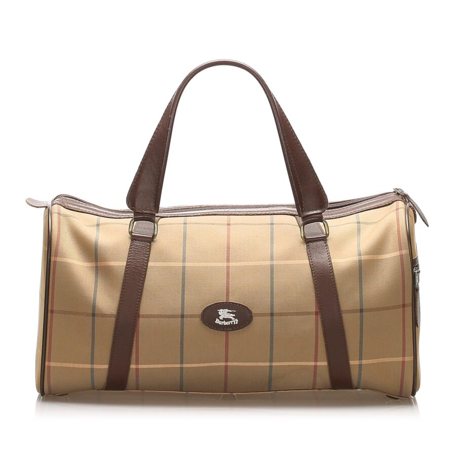 Burberry Plaid Canvas Boston Bag | Studio Nafay