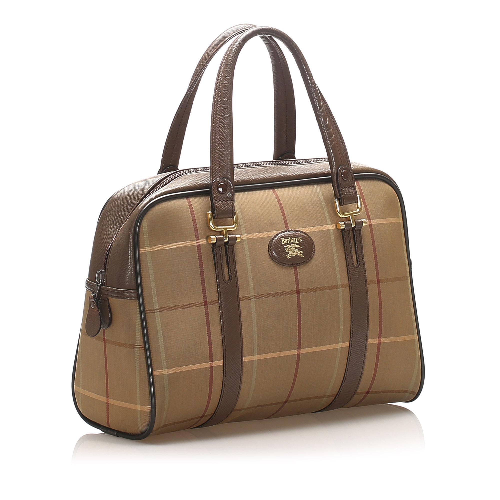 Burberry Plaid Canvas Handbag