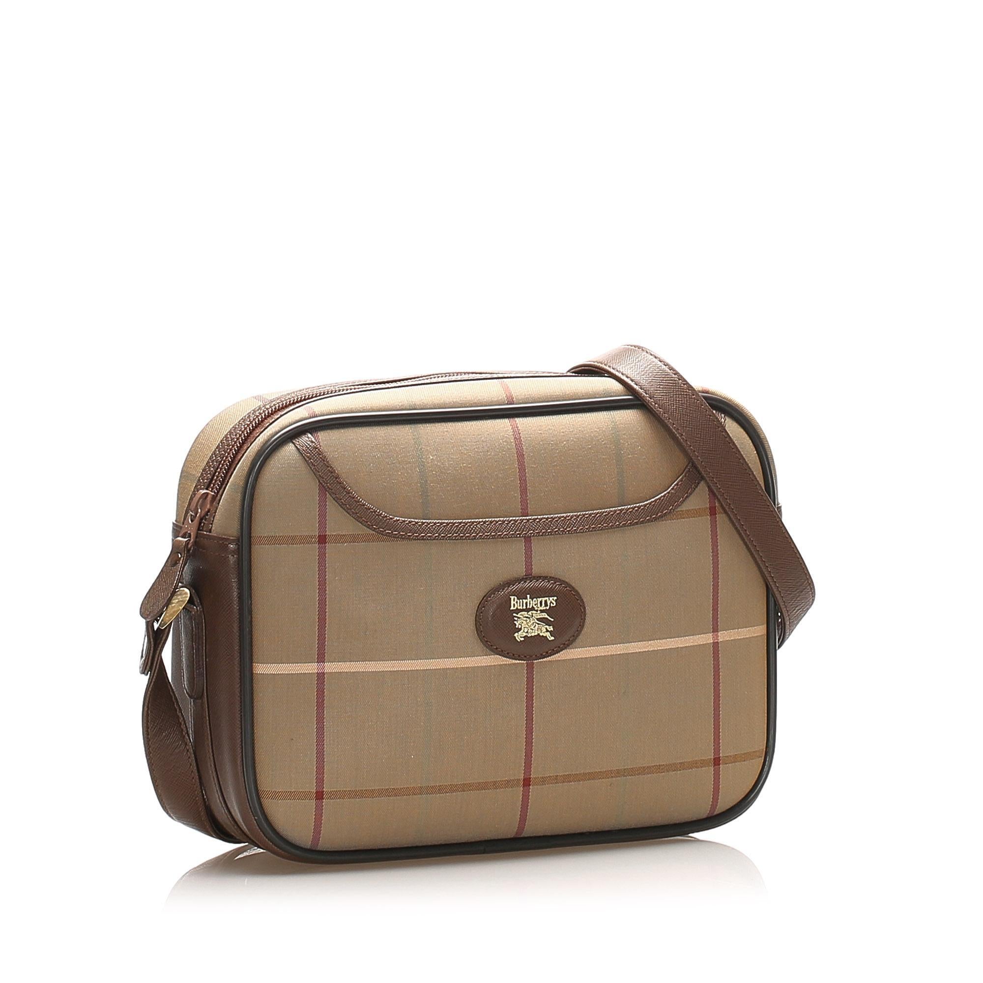 Burberry Plaid Canvas Shoulder Bag