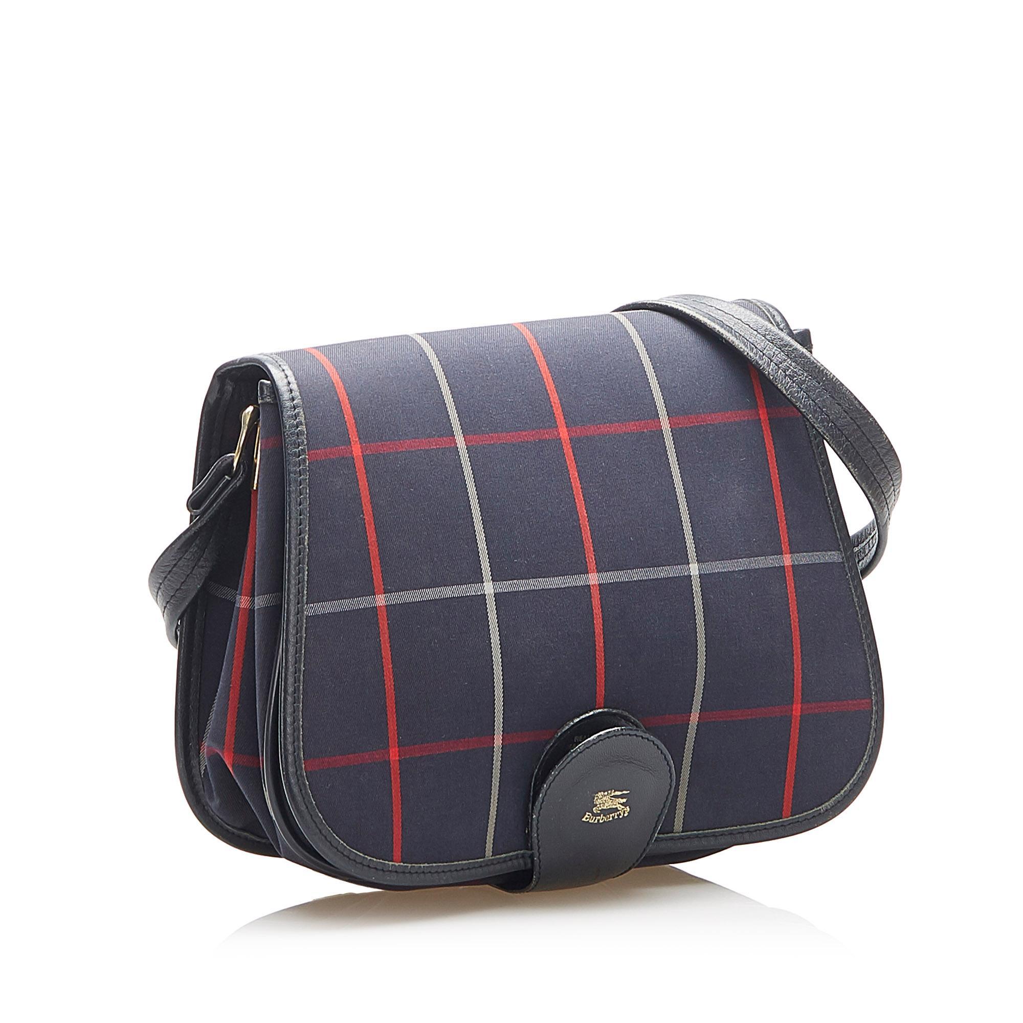 Burberry Plaid Coated Canvas Crossbody Bag