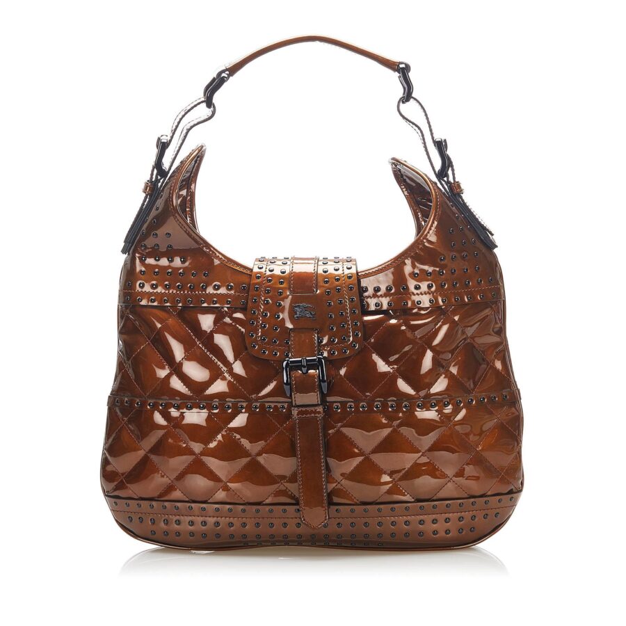 Burberry Studded Patent Leather Shoulder Bag | Studio Nafay