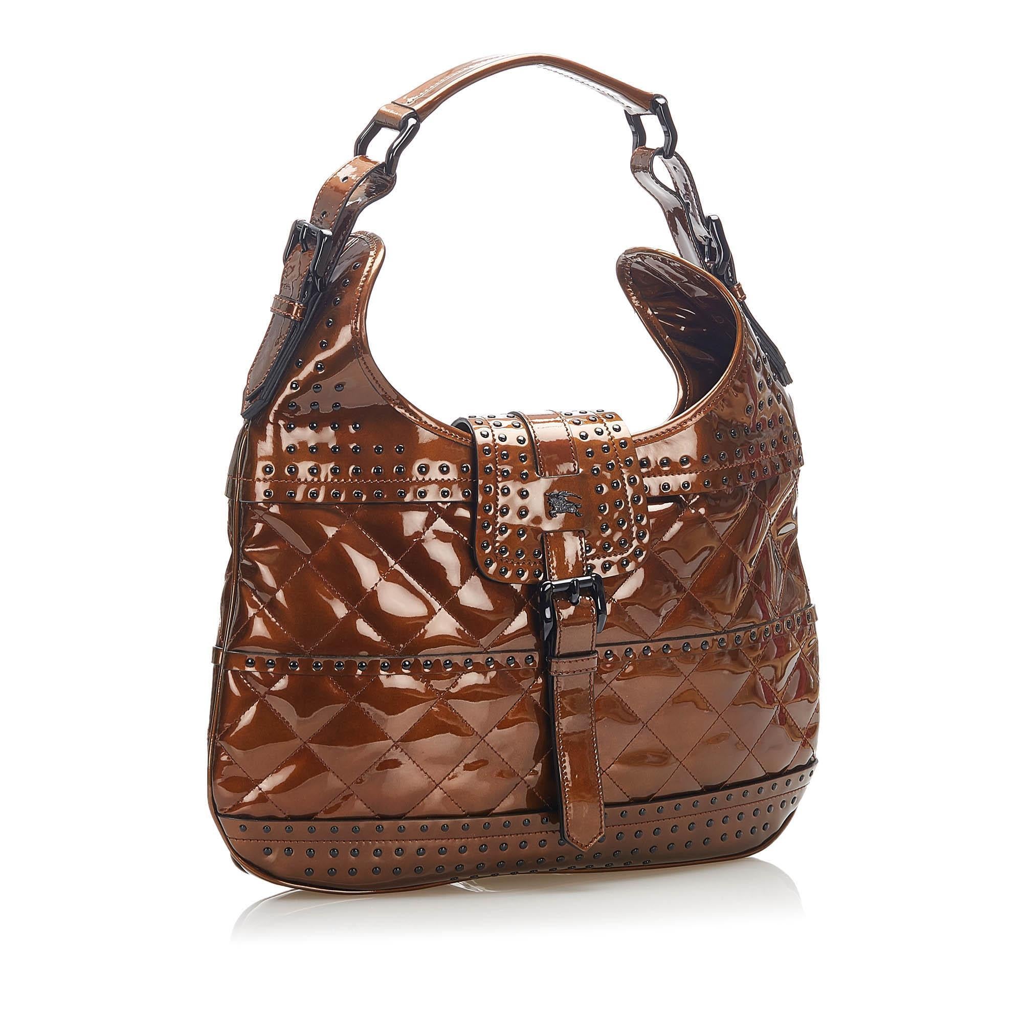 Burberry Studded Patent Leather Shoulder Bag