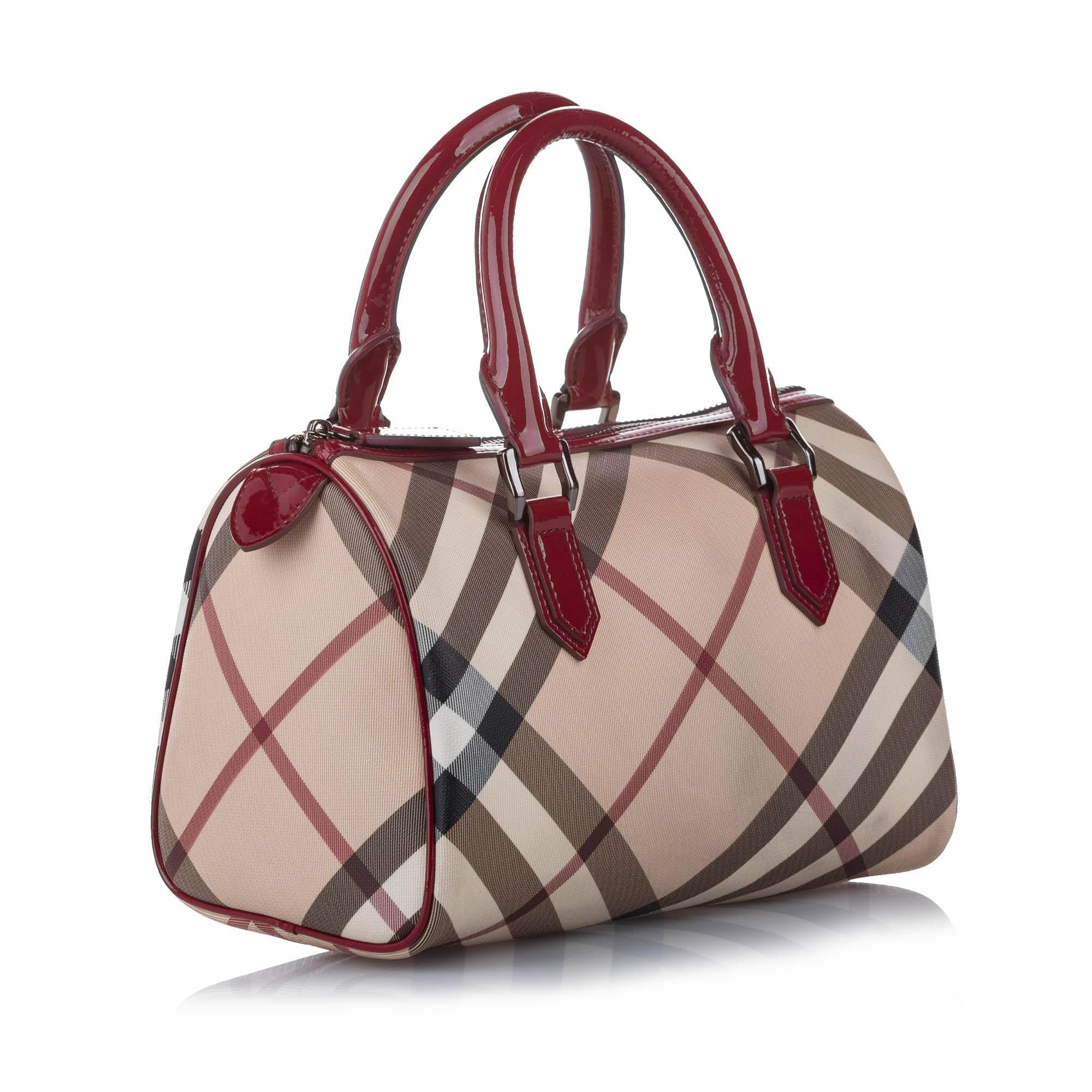 Burberry Supernova Check Canvas Boston Bag
