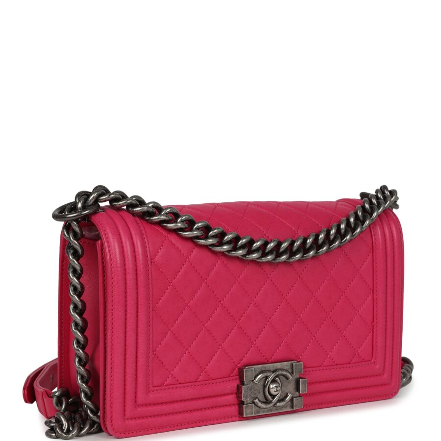 Chanel Medium Boy Bag Pink Lambskin Aged Ruthenium Hardware | Studio Nafay