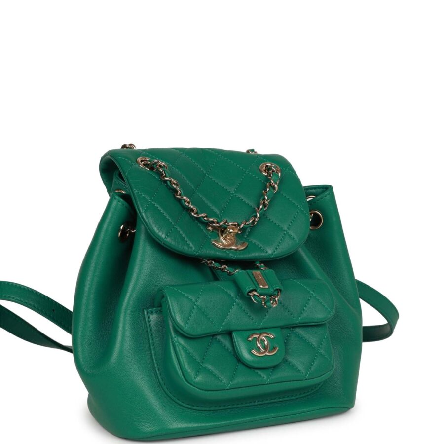 Chanel Small Duma Backpack Green Lambskin Light Gold Hardware | Studio Nafay
