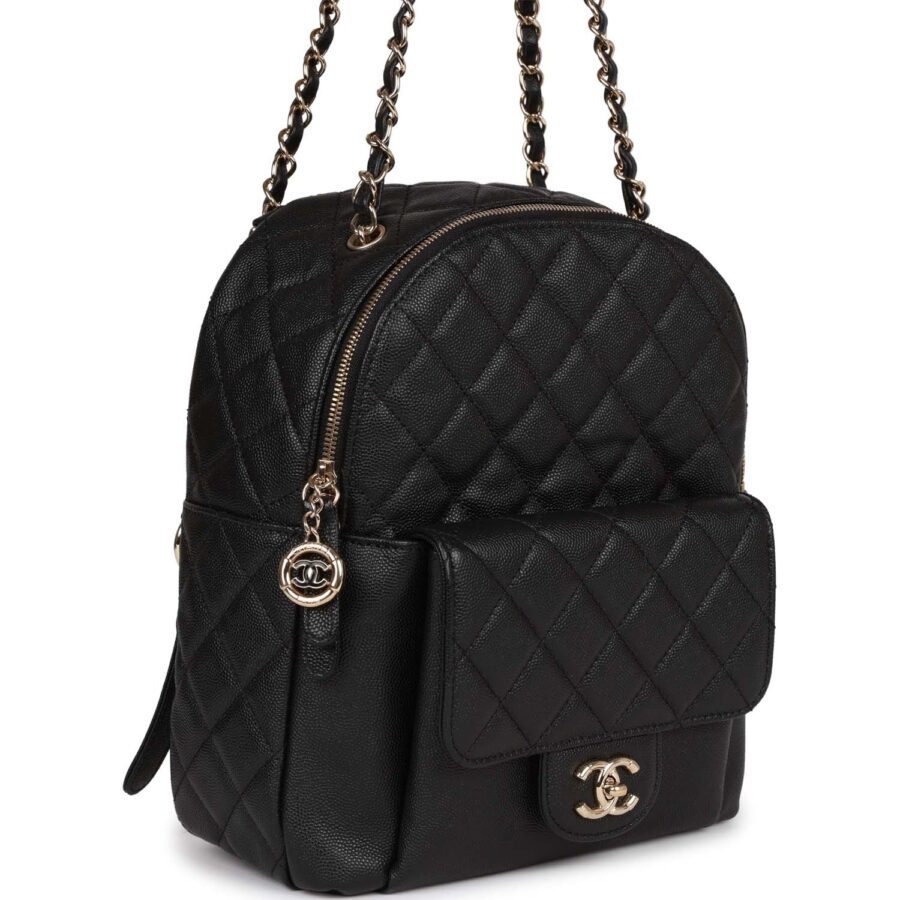 Chanel Large Backpack Black Caviar Light Gold Hardware | Studio Nafay
