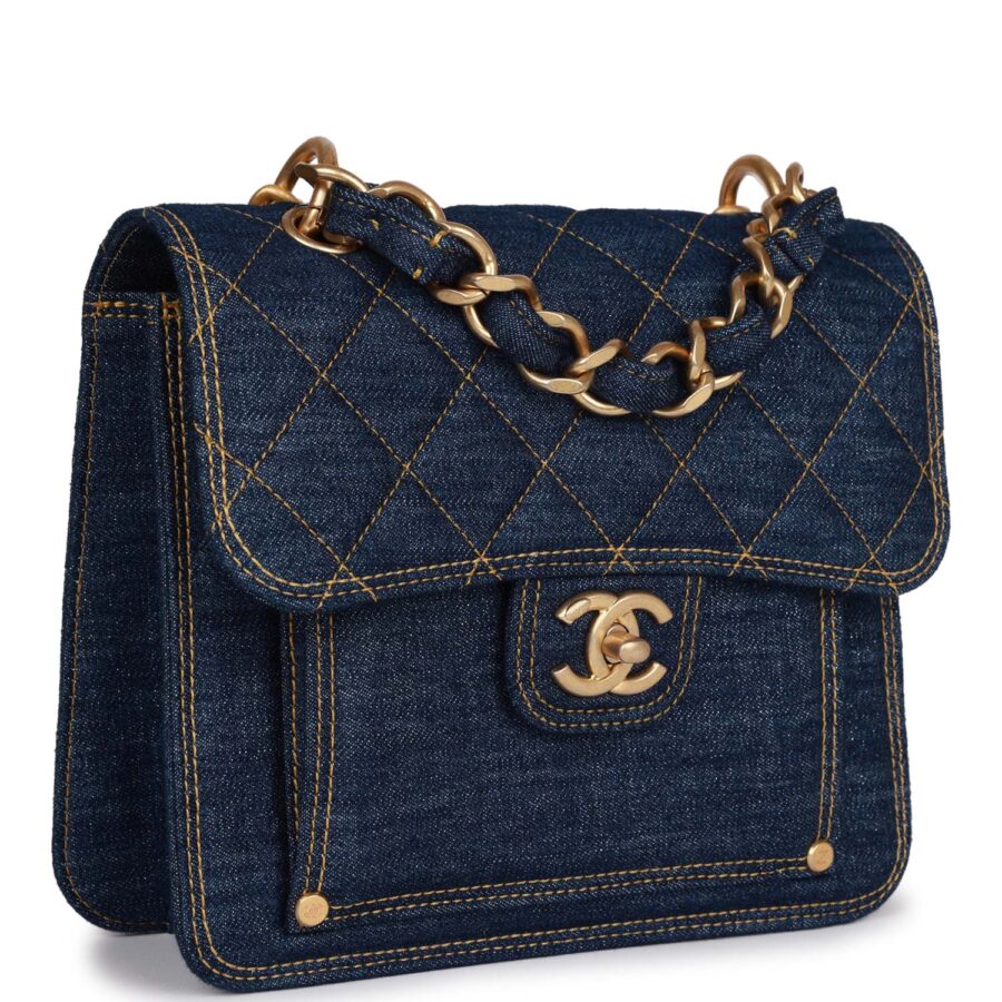 Chanel Flap Canvas Gold Crossbody Bag | Studio Nafay