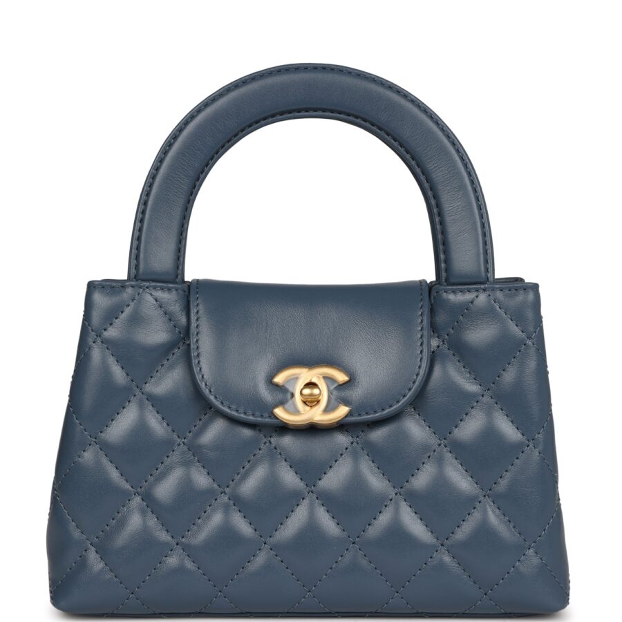 Chanel Small Kelly Shopper Blue Shiny Aged Calfskin Brushed Gold Hardware Handbag | Studio Nafay