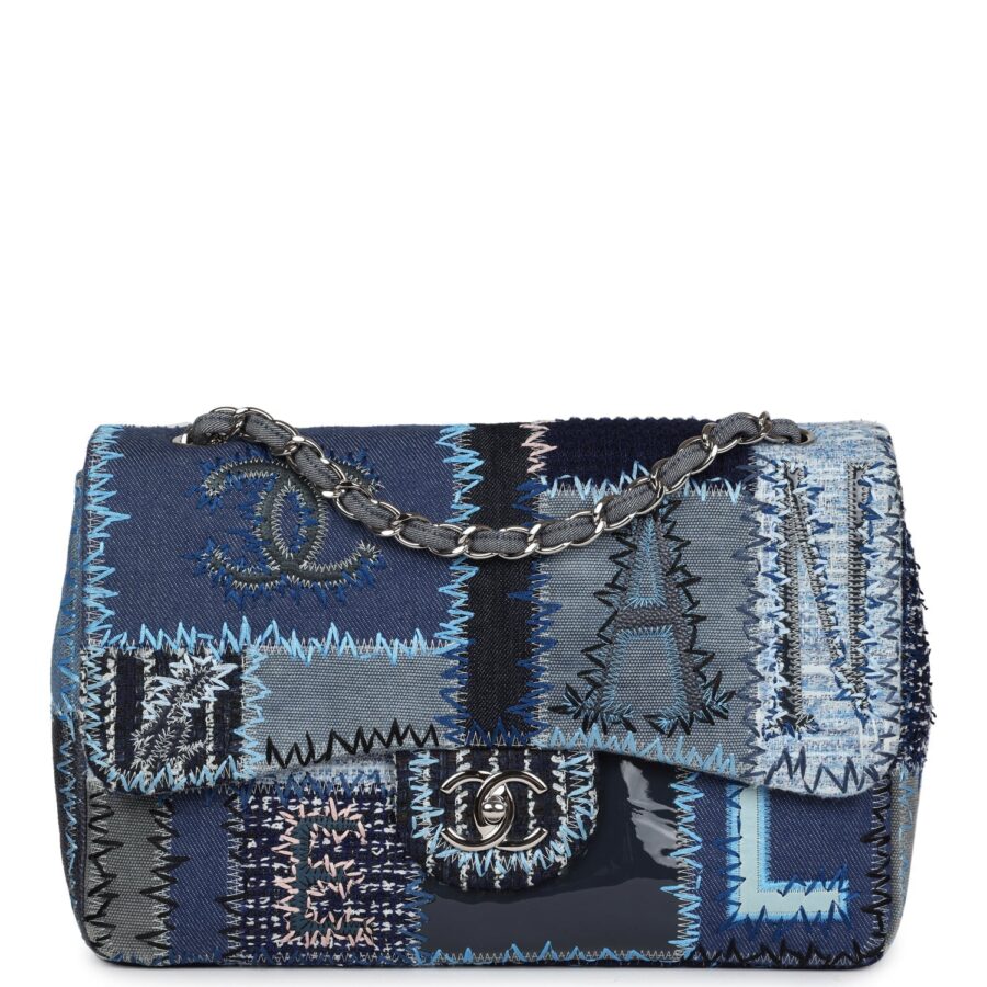 Chanel Jumbo Flap Bag Blue Patchwork Silver Hardware | Studio Nafay
