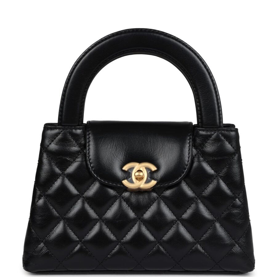 Chanel Small Kelly Shopper Black Shiny Aged Calfskin Brushed Gold Hardware Handbag | Studio Nafay