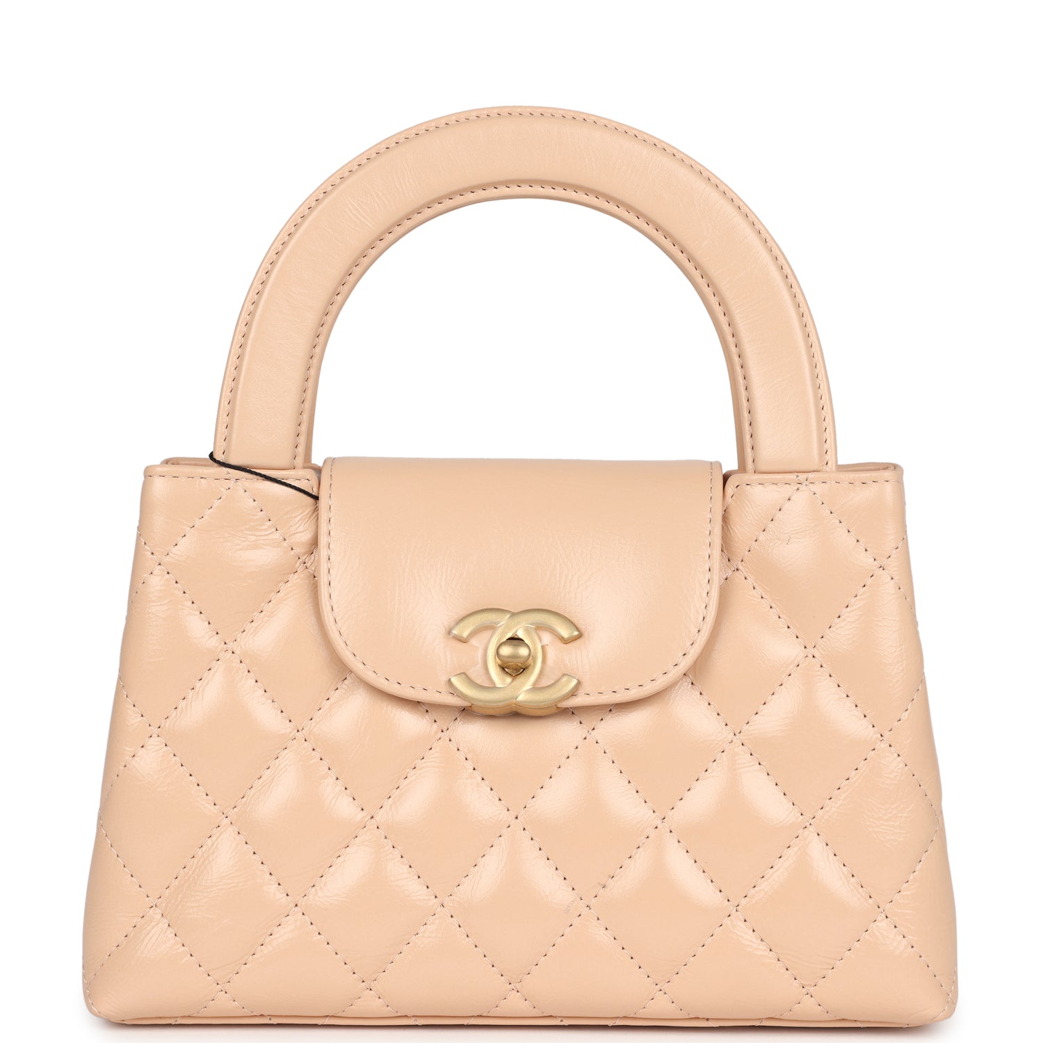 Chanel Small Kelly Shopper Beige Shiny Aged Calfskin Brushed Gold Hardware Handbag