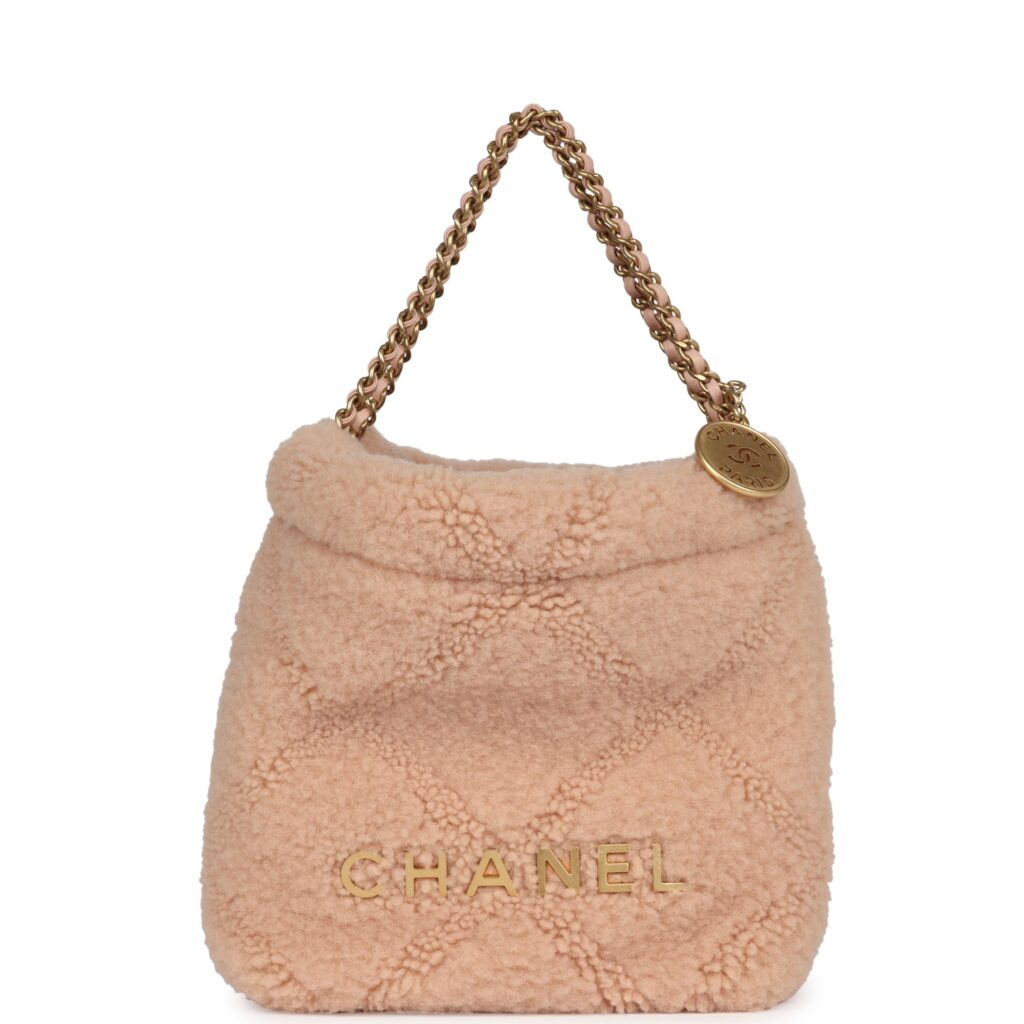 Chanel Mini 22 Bag Light Pink Shearling Gold Hardware - Product Image 2