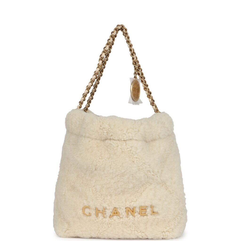 Chanel Mini 22 Bag Ecru Shearling Gold Hardware - Product Image 2
