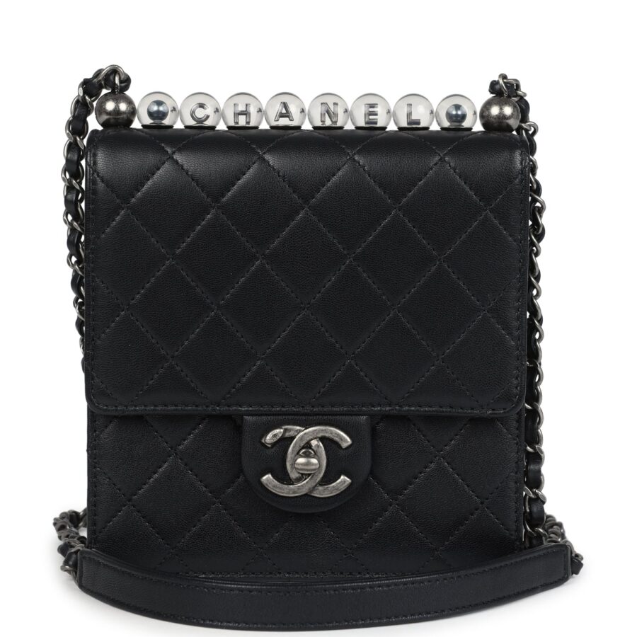 Chanel Chic Pearls Flap Bag Black Calfskin Aged Ruthenium Hardware | Studio Nafay