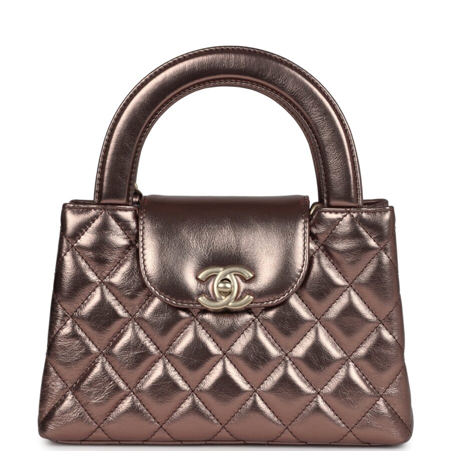 Chanel Small Kelly Shopper Metallic Bronze Calfskin Brushed Gold Hardware Crossbody | Studio Nafay