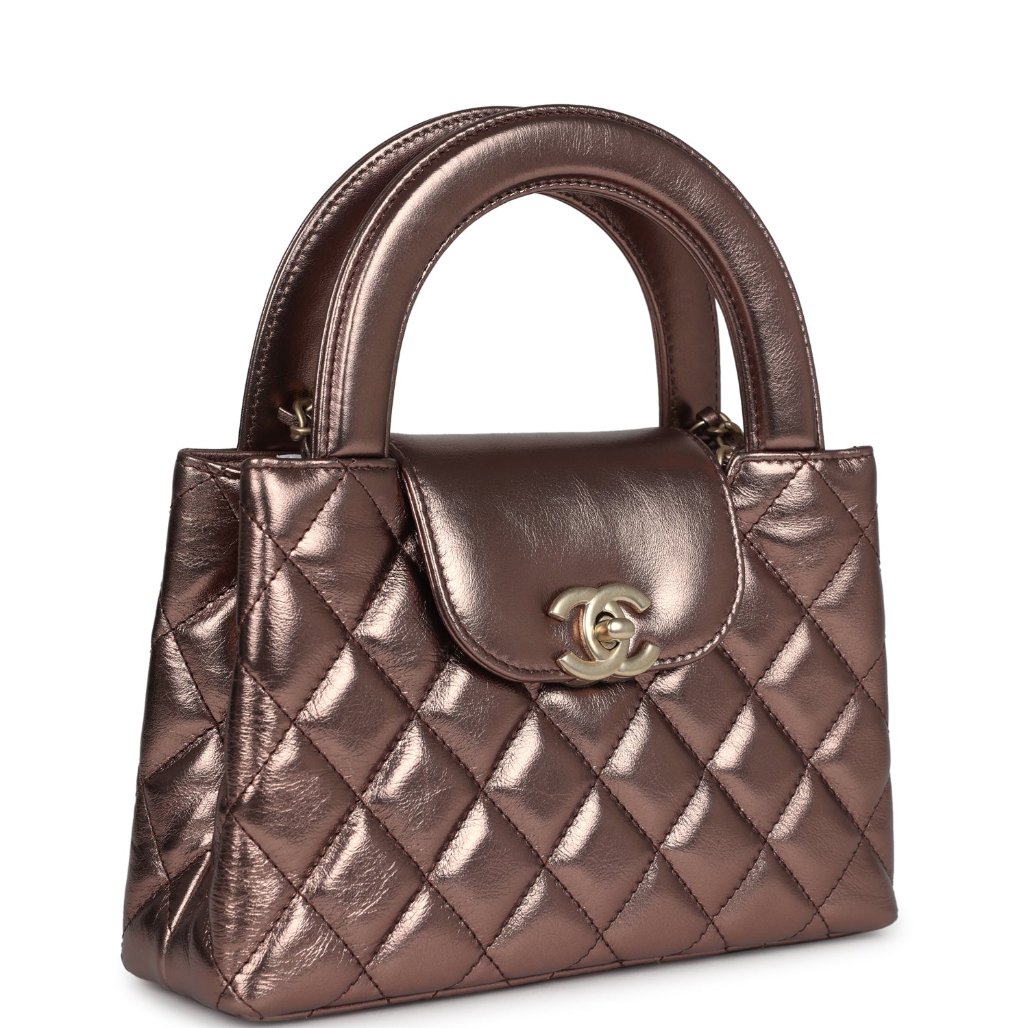 Chanel Small Kelly Shopper Metallic Bronze Calfskin Brushed Gold Hardware Crossbody