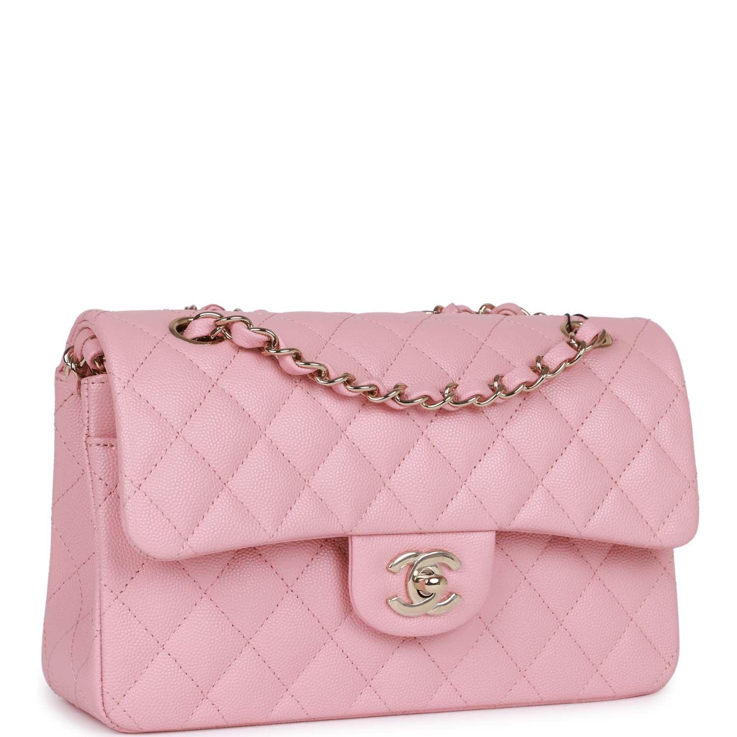 Chanel Small Classic Double Flap Bag Pink Caviar Light Gold Hardware