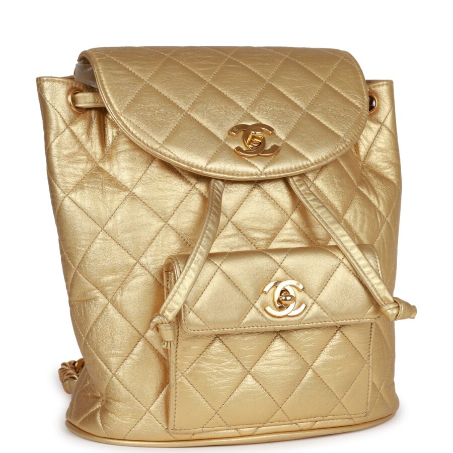 Chanel Duma Backpack Gold Metallic Lambskin Gold Hardware | Studio Nafay